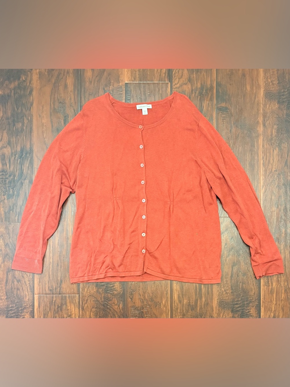 Coldwater Creek 2X Coral Orange Button Front Cardigan Sweater 20W 22W